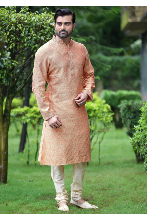 Pink Color Jacquard And Art Silk Fabric Kurta Set